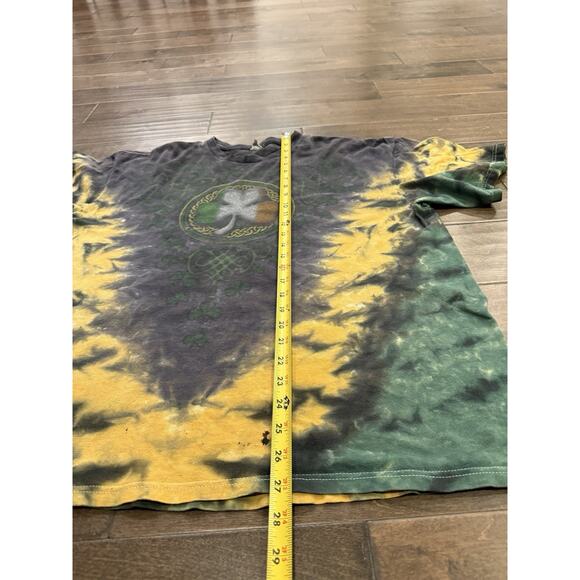 Vintage Delta Pro Ireland Green Shamrock Irish Clover Tie-Dye T-Shirt Size XL - Picture 7 of 9